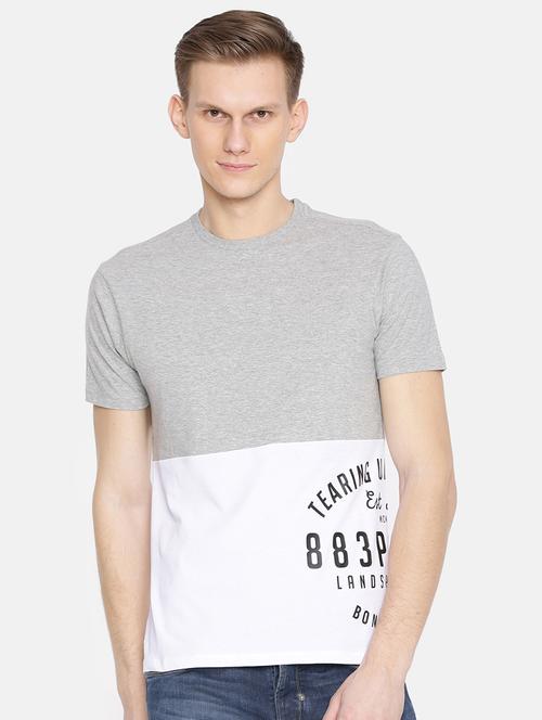 grey cotton color block t-shirt - 15925533 - Standard Image - 1
