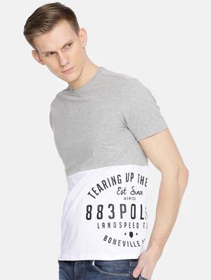 grey cotton color block t-shirt - 15925533 - Standard Image - 2