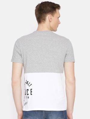 grey cotton color block t-shirt - 15925533 - Standard Image - 3