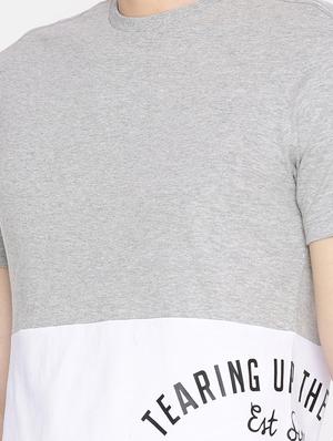 grey cotton color block t-shirt - 15925533 - Standard Image - 4
