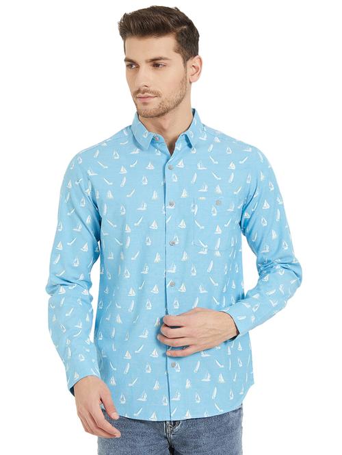 blue cotton casual shirt - 15925673 - Standard Image - 1