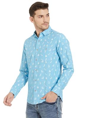 blue cotton casual shirt - 15925673 - Standard Image - 2