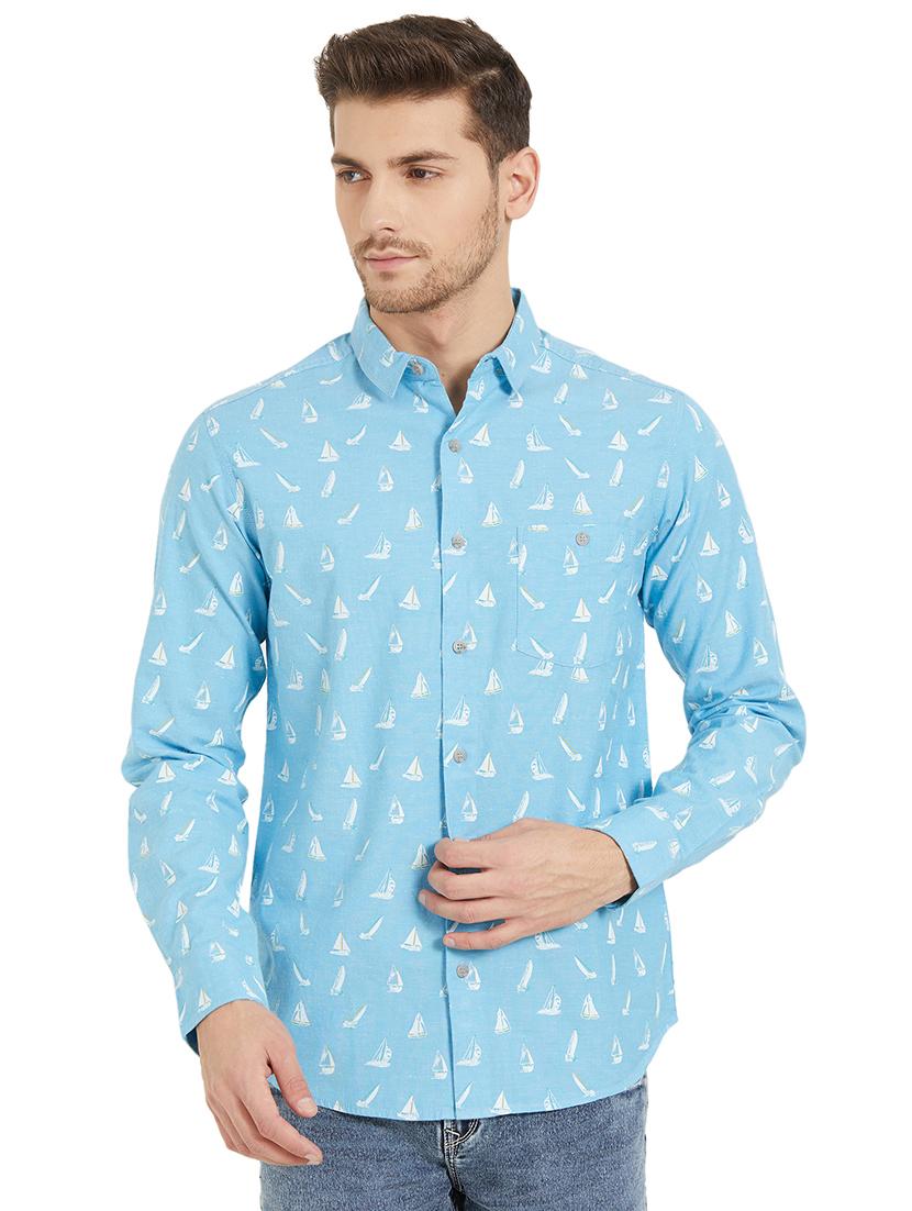 blue cotton casual shirt - 15925673 - Zoom Image - 1