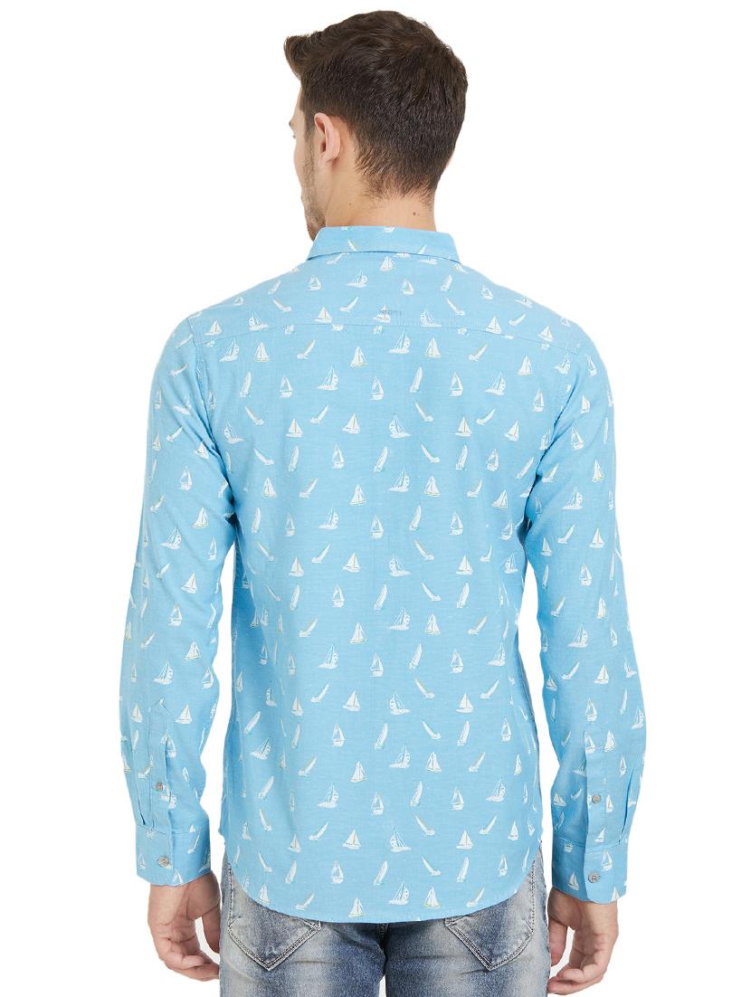 blue cotton casual shirt - 15925673 - Zoom Image - 3