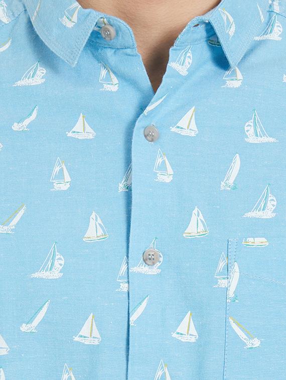 blue cotton casual shirt - 15925673 - Zoom Image - 5