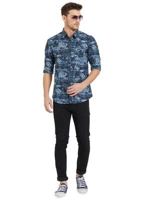 blue printed casual shirt - 15925691 - Standard Image - 4