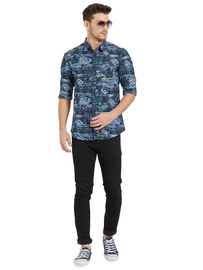 blue printed casual shirt - 15925691 - Zoom Image - 4