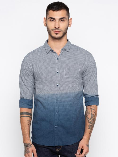 blue cotton casual shirt - 15925699 - Standard Image - 1