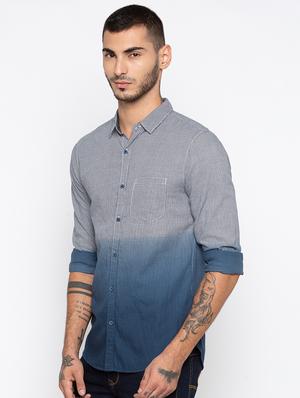 blue cotton casual shirt - 15925699 - Standard Image - 2