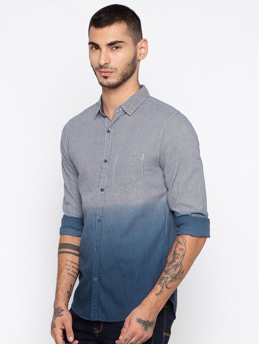 blue cotton casual shirt - 15925699 - Zoom Image - 2