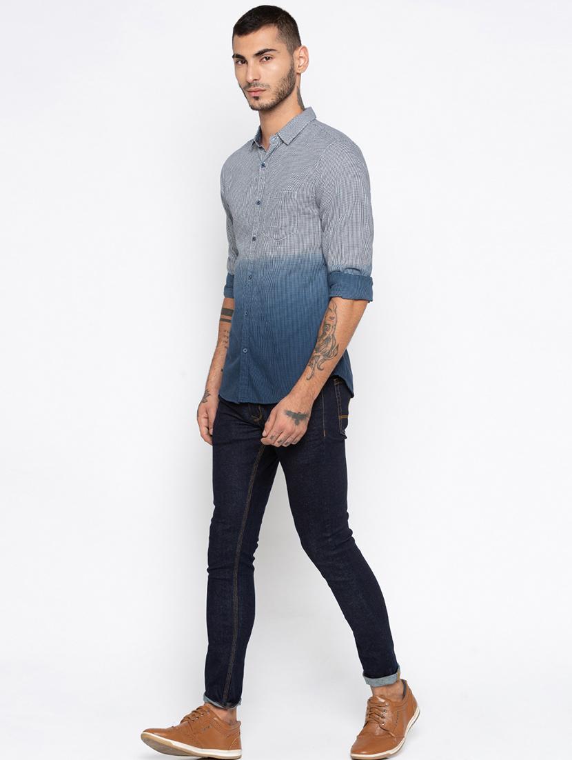 blue cotton casual shirt - 15925699 - Zoom Image - 4