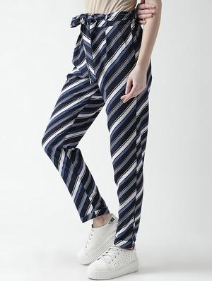 tie up detail striped pleated trouser - 15925706 - Standard Image - 2