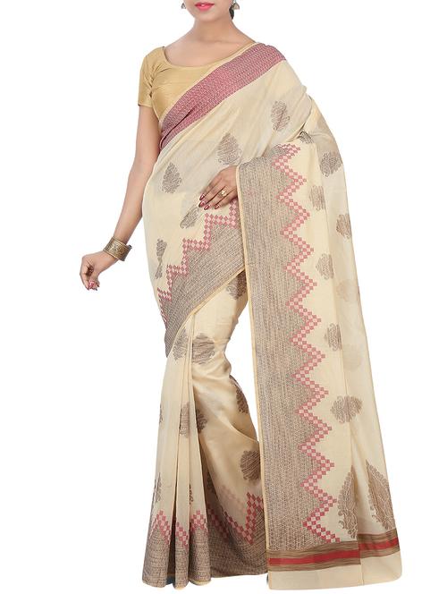 printed chanderi saree with blouse - 15925829 - Very Small Image - 1