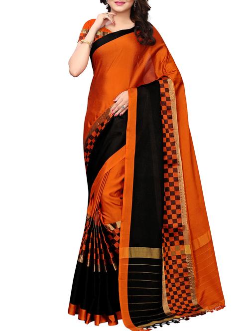 checkered zari motif woven saree with blouse - 15925940 - Standard Image - 1