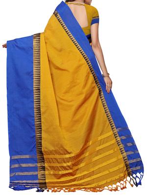 contrast zari border woven saree with blouse - 15925954 - Standard Image - 2