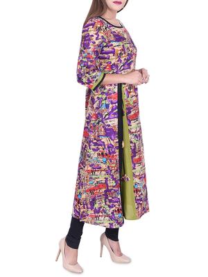 printed panel a-line kurta - 15926238 - Standard Image - 2