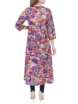 printed panel a-line kurta - 15926238 - Standard Image - 3