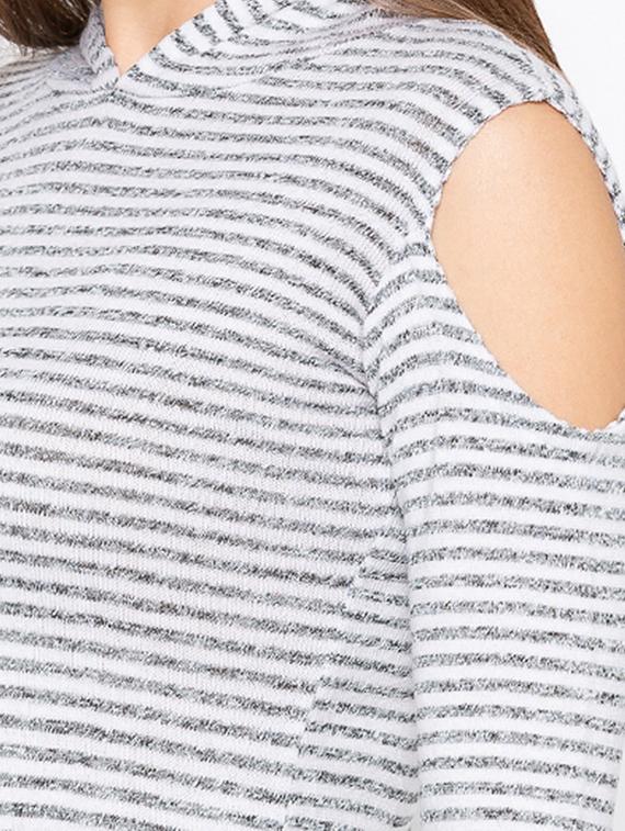 cold shoulder hooded neck striped top - 15926244 - Zoom Image - 5