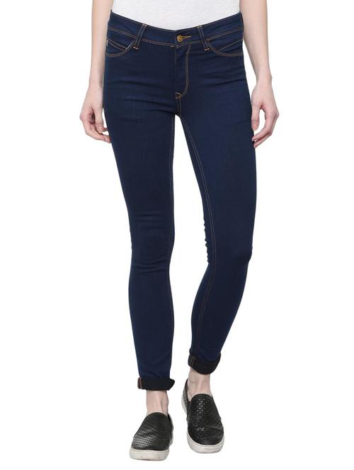 navy blue solid jeans - 15926387 - Standard Image - 1