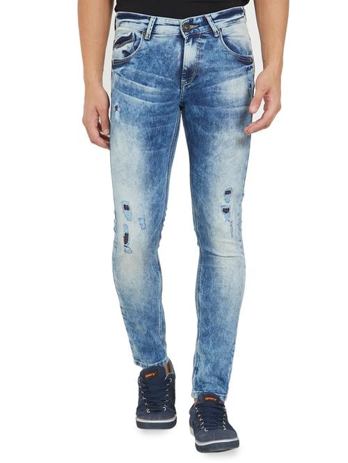 blue heavy washed ripped denim jeans - 15926670 - Standard Image - 1