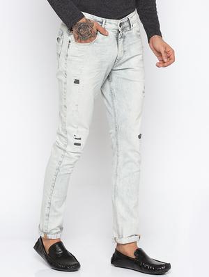 grey heavy washed patched denim jeans - 15926671 - Standard Image - 2