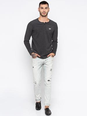 grey heavy washed patched denim jeans - 15926671 - Standard Image - 4