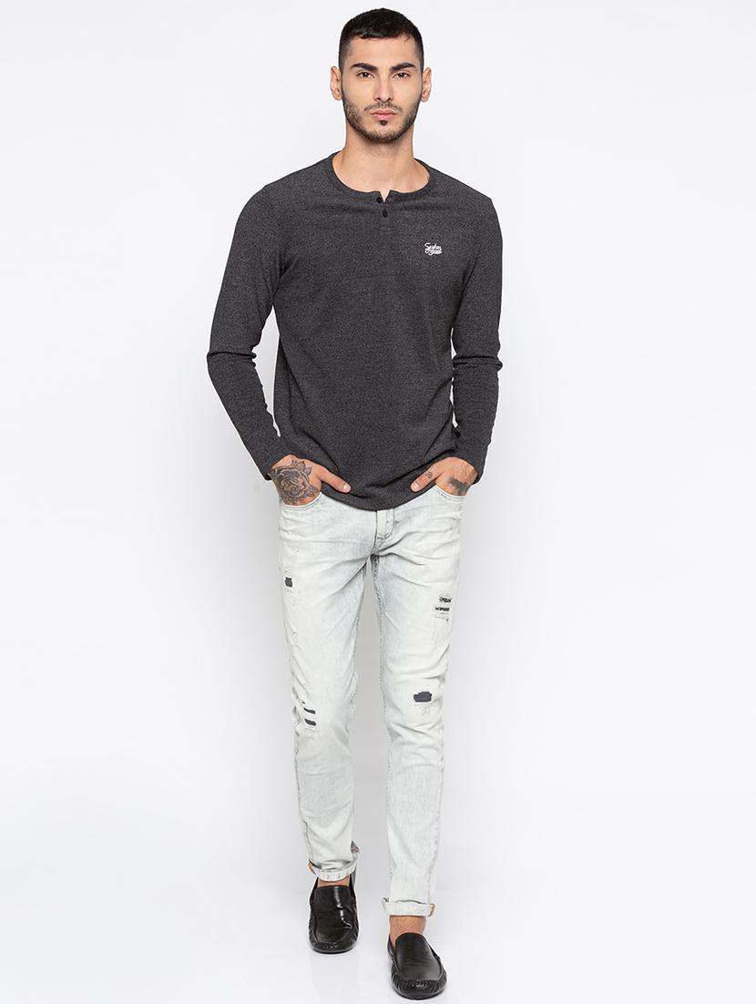 grey heavy washed patched denim jeans - 15926671 - Zoom Image - 4