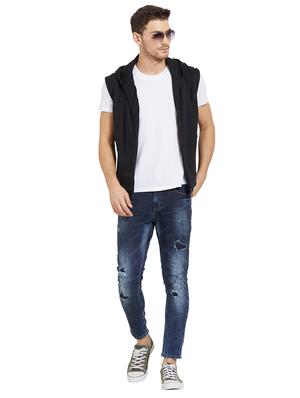 blue light washed patched denim jeans - 15926673 - Standard Image - 4