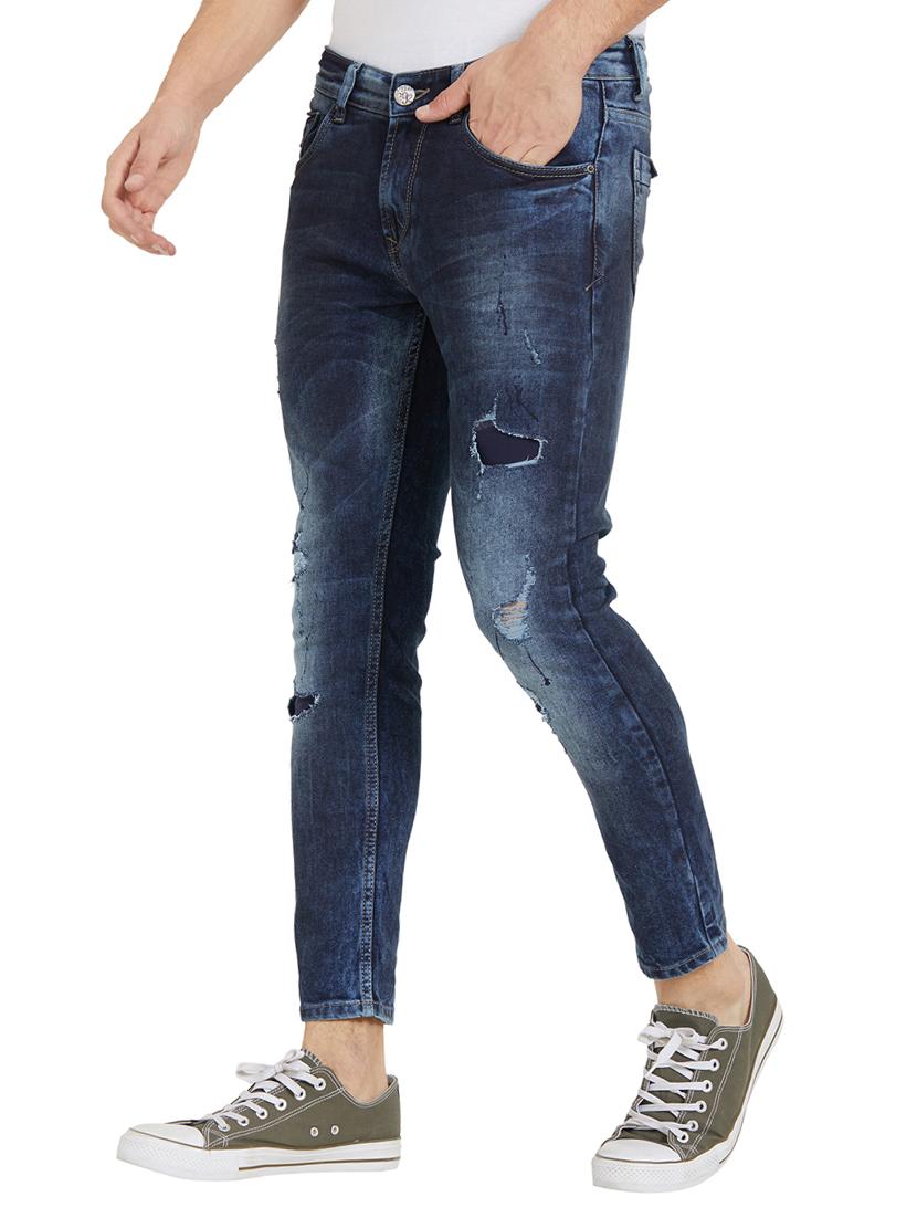 blue light washed patched denim jeans - 15926673 - Zoom Image - 2