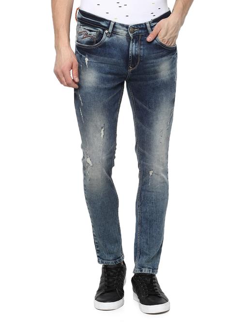 dark blue heavy washed ripped denim jeans - 15926674 - Standard Image - 1