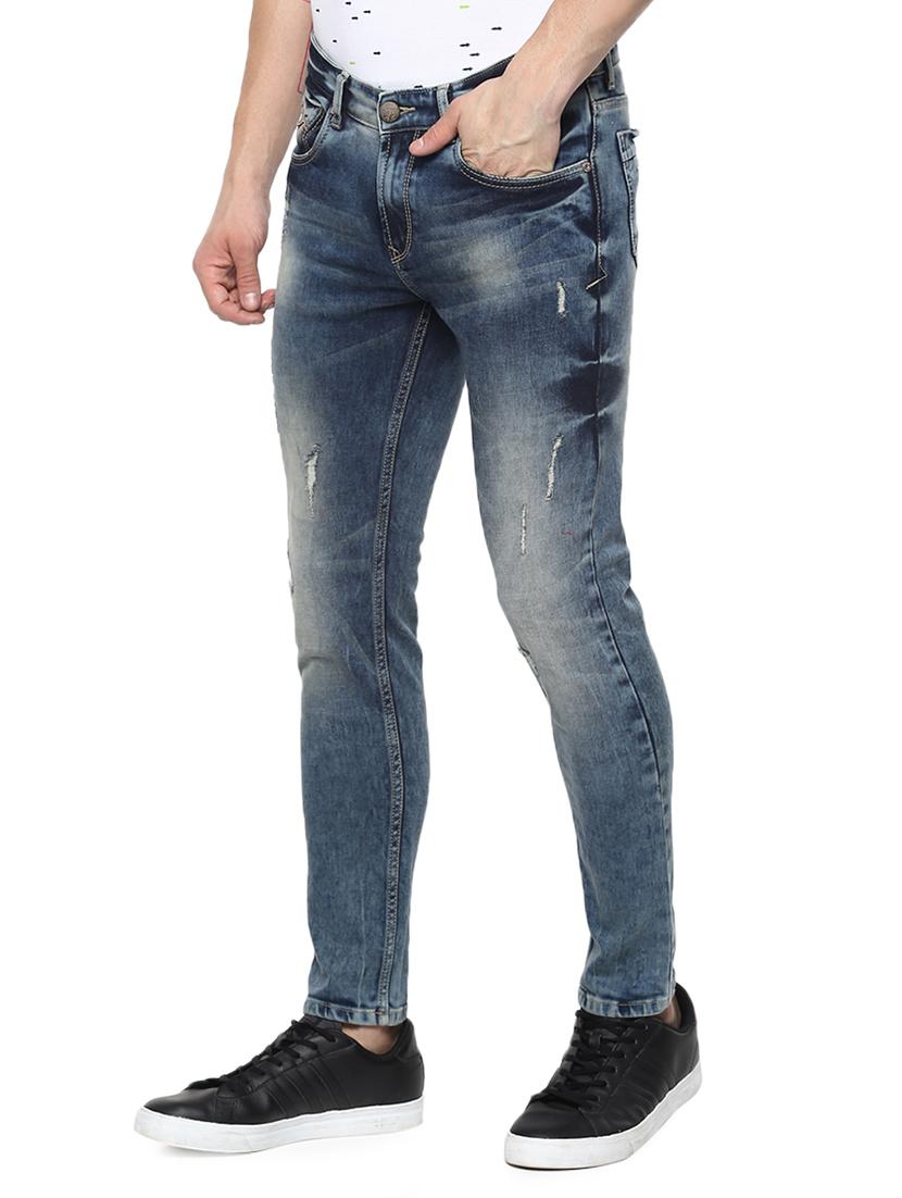 dark blue heavy washed ripped denim jeans - 15926674 - Zoom Image - 2