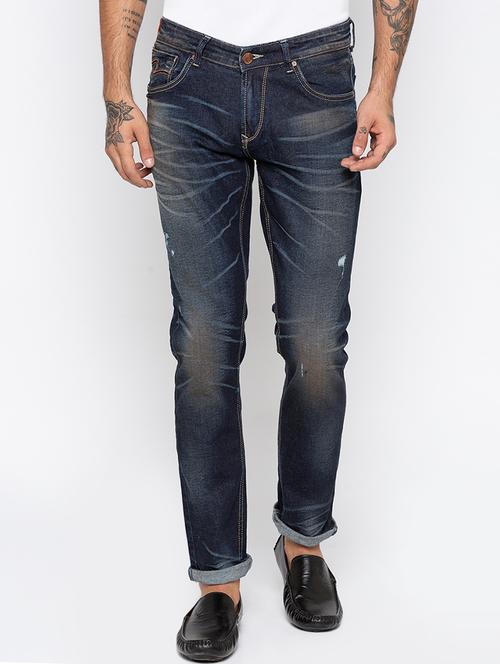 blue light washed ripped denim jeans - 15926675 - Standard Image - 1