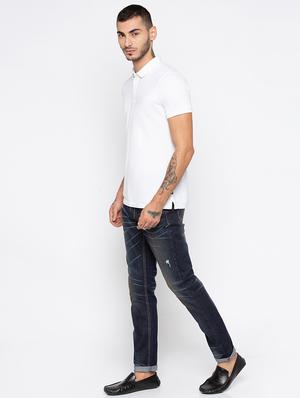 blue light washed ripped denim jeans - 15926675 - Standard Image - 4