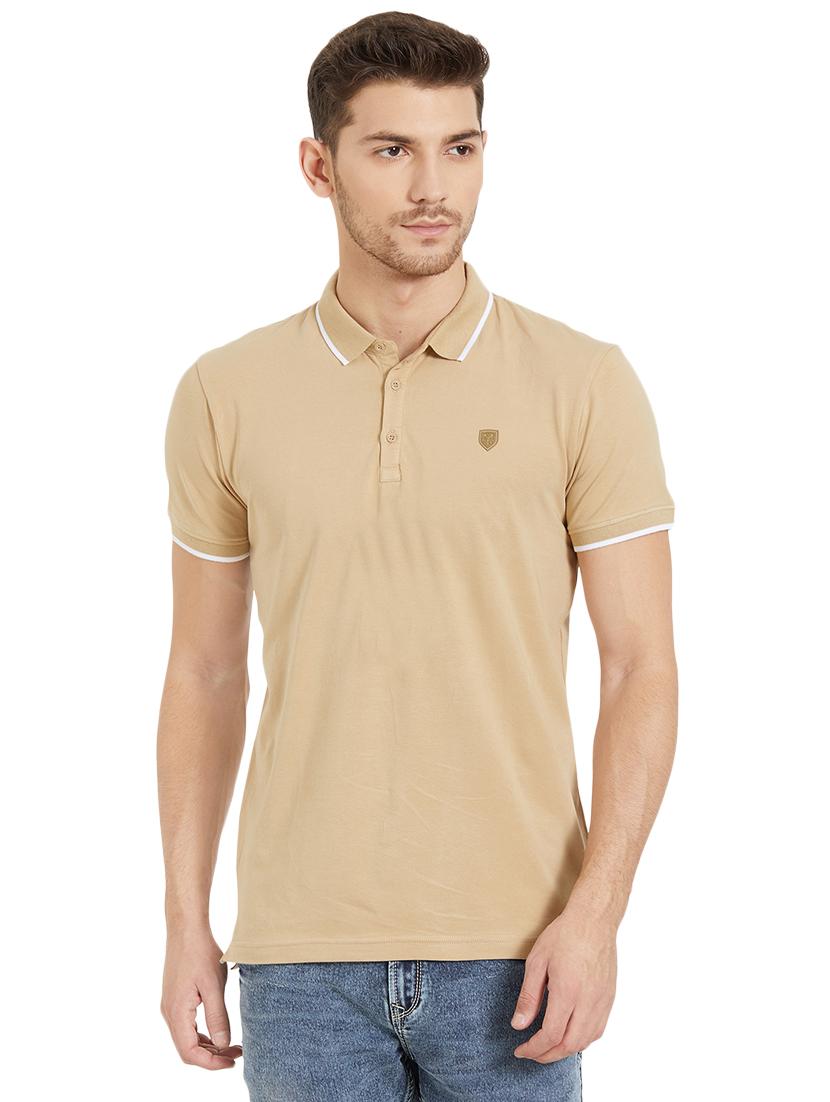 beige cotton polo t-shirt - 15926725 - Zoom Image - 1