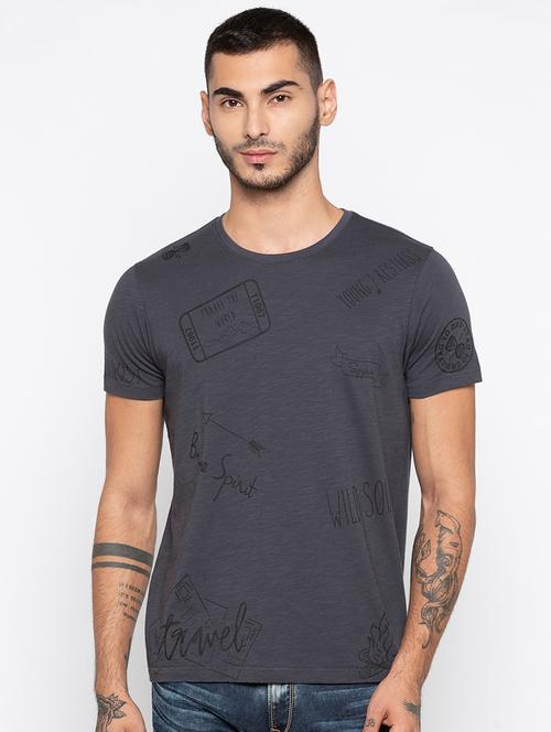 grey cotton all over print t-shirt - 15926739 - Standard Image - 1