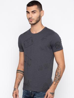 grey cotton all over print t-shirt - 15926739 - Standard Image - 2