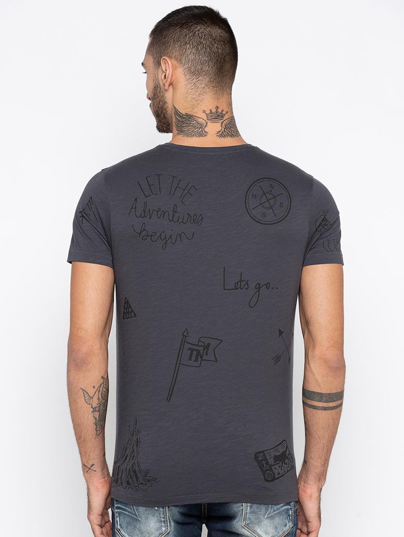 grey cotton all over print t-shirt - 15926739 - Zoom Image - 3
