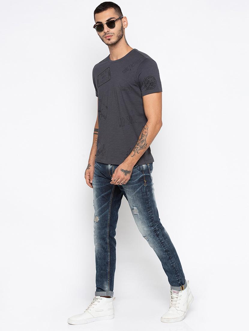 grey cotton all over print t-shirt - 15926739 - Zoom Image - 4