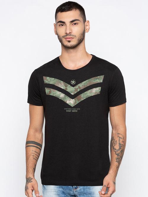 black cotton printed t-shirt - 15926740 - Standard Image - 1
