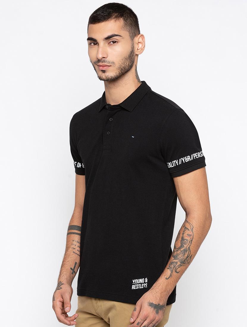 black cotton polo t-shirt - 15926745 - Zoom Image - 2