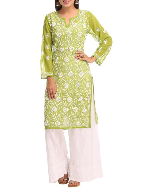 chikankari straight kurta - 15926900 - Standard Image - 1