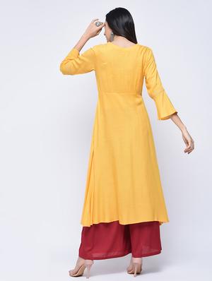 embroidered a-line kurta palazzo set - 15926911 - Standard Image - 2