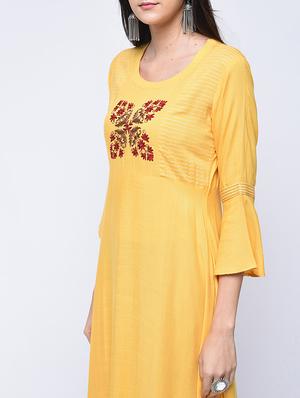 embroidered a-line kurta palazzo set - 15926911 - Standard Image - 3