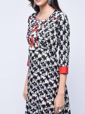 printed a-line kurta with palazzo set - 15926913 - Standard Image - 3