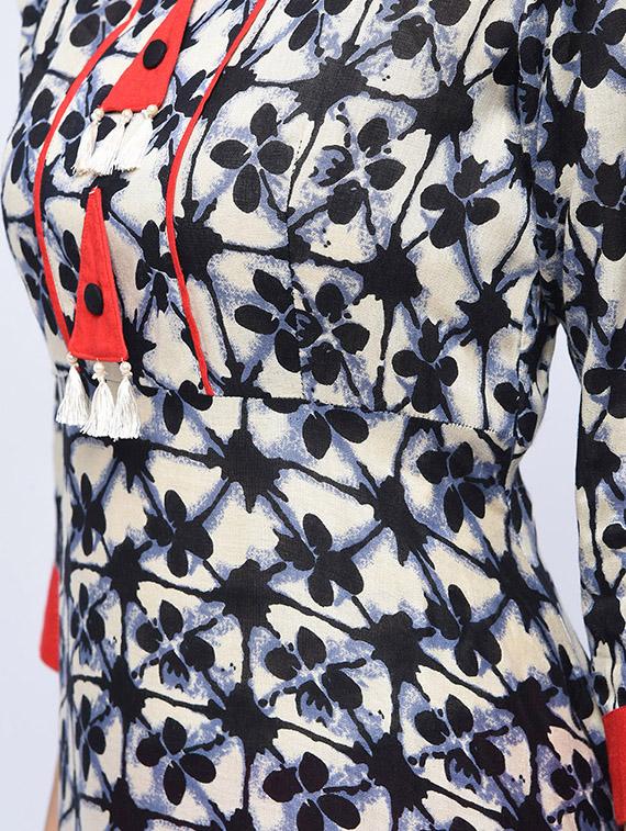 printed a-line kurta with palazzo set - 15926913 - Zoom Image - 4