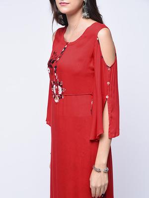 embroidered flare sleeved kurta with palazzo set - 15926918 - Standard Image - 3