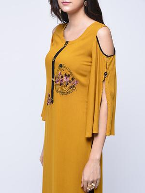embroidered flare sleeved kurta with palazzo set - 15926919 - Standard Image - 3