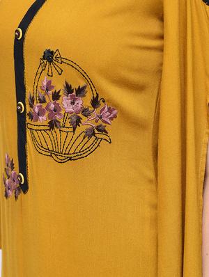 embroidered flare sleeved kurta with palazzo set - 15926919 - Standard Image - 4