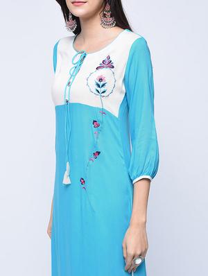 embroidered kurta with palazzo set - 15926925 - Standard Image - 3