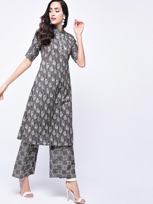 batik kurta with palazzo set - 15926937 - Standard Image - 1